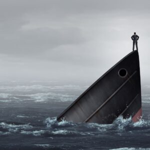 Person on sinking ship