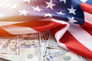 Usa,national,flag,and,currency,usd,money,banknotes.,business,and