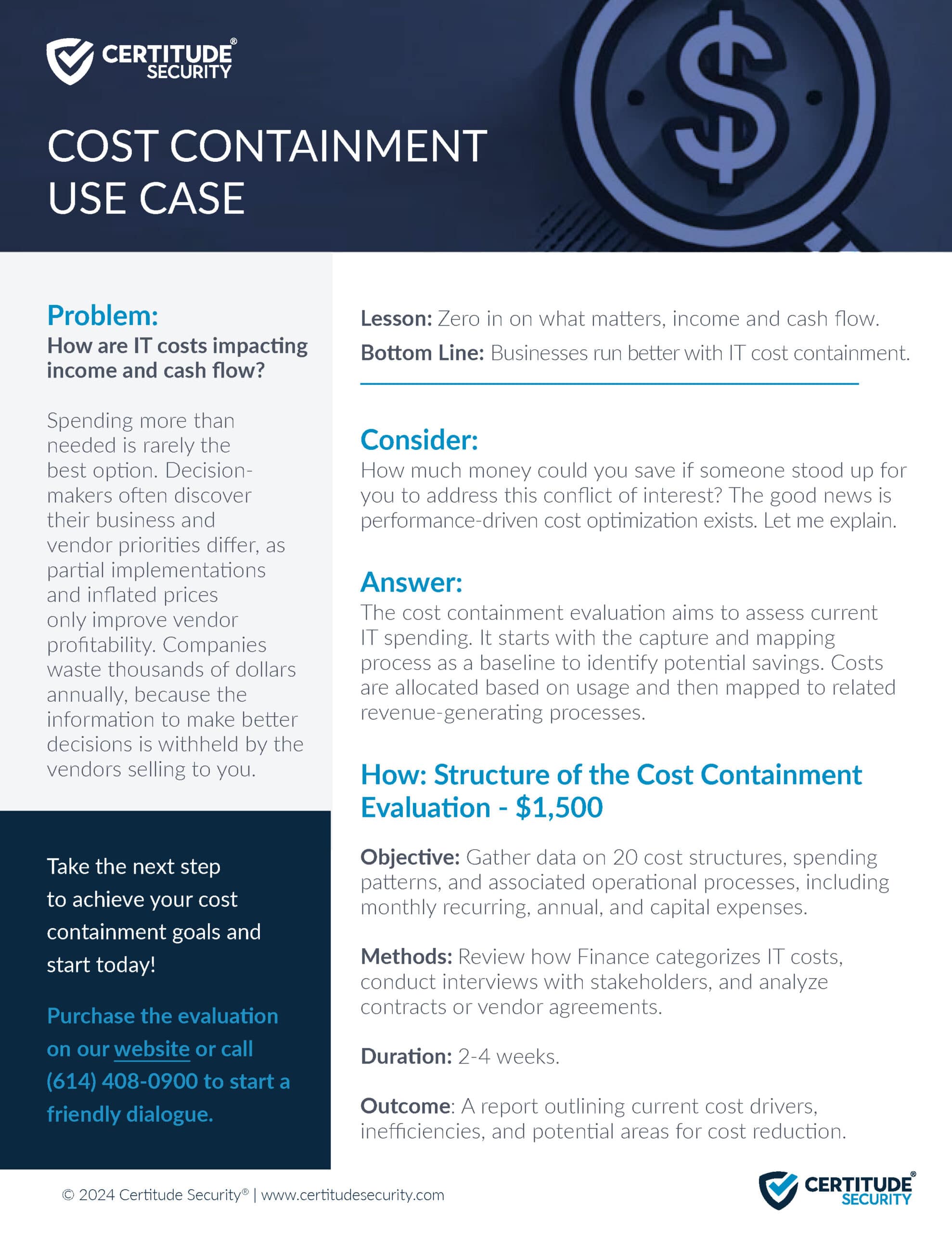 Cost Containment Use Case Certitude Security